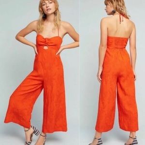 ANTHROPOLOGIE ELEVENSES Orange Tropicale Jumpsuit